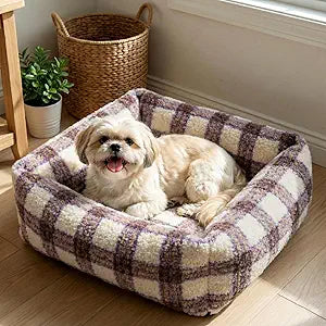 WESTERN HOME WH Dog Bed for Small Medium Dogs, Washable Small Medium Dog Bed, High Back Support Pet Sofa with Sides, Soft Pet Beds with Anti Slip Bottom, 25inch, Purple