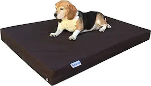 Dogbed4less Orthopedic Dog Bed with Memory Foam for Medium Large Pet, Waterproof Liner with Strong Ballistic Nylon Brown External Cover, 41X27X4 Inch Fit 42X28 Crate
