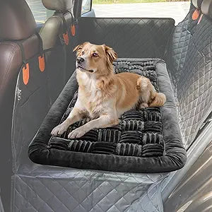 Backseat Pet Bed Mat, Dog Bed for Cars, Fit for Backseat Extenders, Car Seat Protector, Nonslip Soft Durable for Cars (Dark Gray, 24.5" x 51")