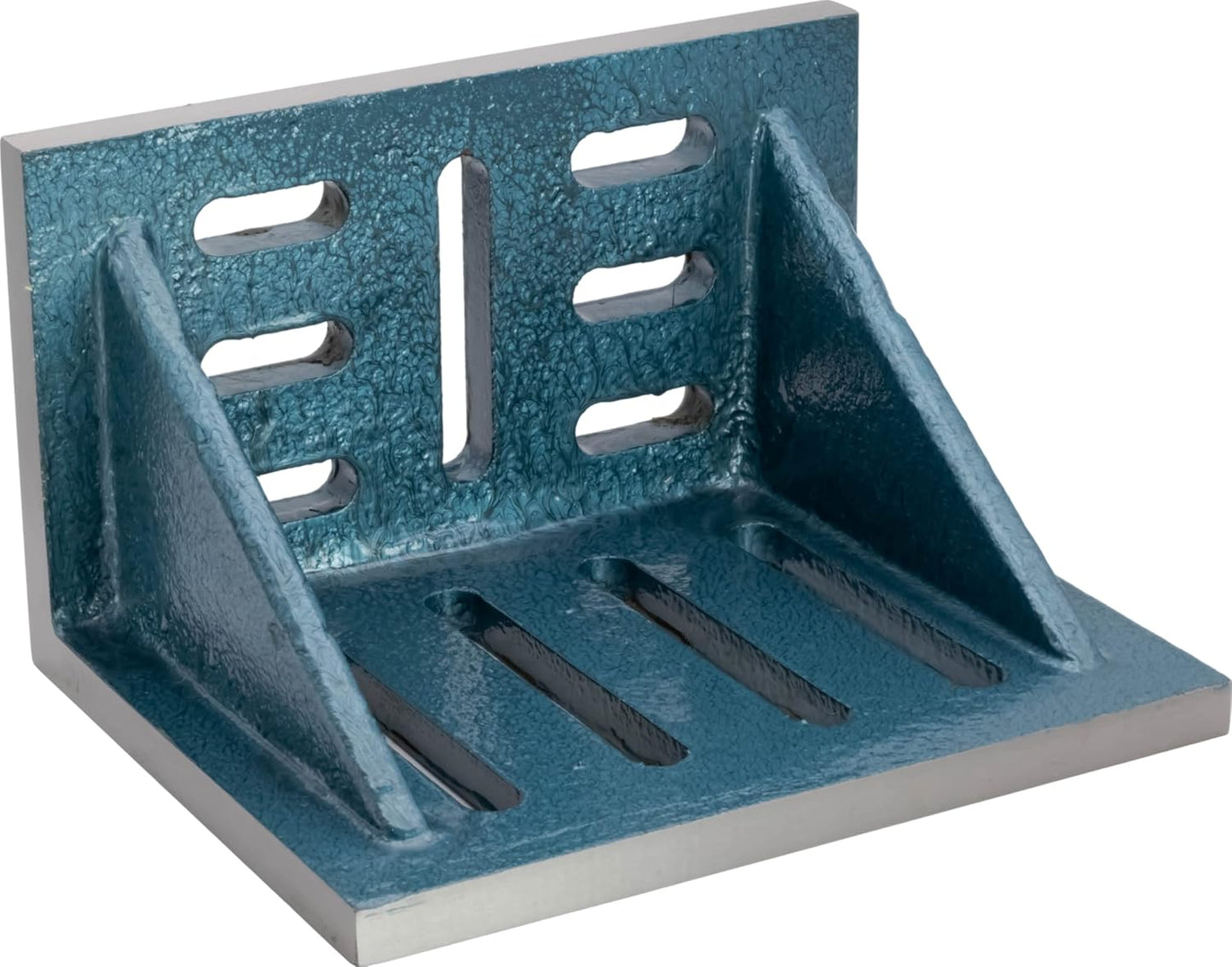 Machinist's Slotted Webbed Angle Plate, Cast Iron, 10" × 8" × 6"