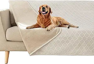 fuguitex Waterproof Dog Blanket Bed Cover Dog Crystal Velvet Moroccan Fuzzy Cozy Plush Pet Blanket Throw Blanket for Couch Sofa(68 * 82 inch, Cream+Beige)
