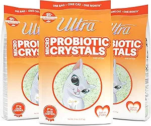 New Ultra Probiotic Micro Crystals Premium Cat Litter - 99.9% Dust Free, Soft on Paws, Fragrance Free - 15 Lbs. Total (3pk of 5 Lbs.)