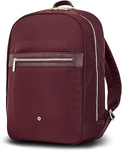 Samsonite Mobile Solutions 2 Essential Backpack - Work & Commuter Backpack with Padded Laptop Compartment, Front Zip Pocket with Key Leash, Water Bottle Sleeve, StackItâ„¢ Strap - Merlot