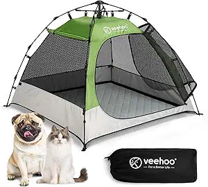 Veehoo Pop Up Pet Tent House for Indoor Outdoor, Portable Dog Tent & Cat House Shelter, Waterproof Foldable Automatic Dog Kennel to Small Medium Pets & Feral Cats