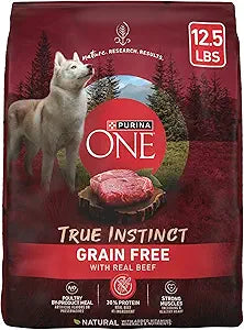 Purina One True Instinct Dry Dog Food, Muscle & Joint Support, Grain-Free Real Beef - 12.5 lb Bag