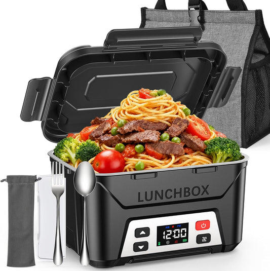 EAST OAK Cordless Electric Lunch Box for Adults,5.5 Cups Rechargeable Self Heating Lunch Box-Automatic Heating,Food Warmer with Memory Function & Automatic Keep Warm,Perfect for Work and Trip(Black)