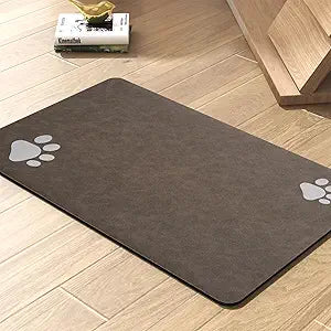 Pet Feeding Mat-Absorbent Dog Mat for Food and Water Bowl-No Stains Quick Dry Water Dispenser Mat-Dog Accessories Pet Supplies-Bowl for Messy Drinkersï¼ˆBrown,17"x28"