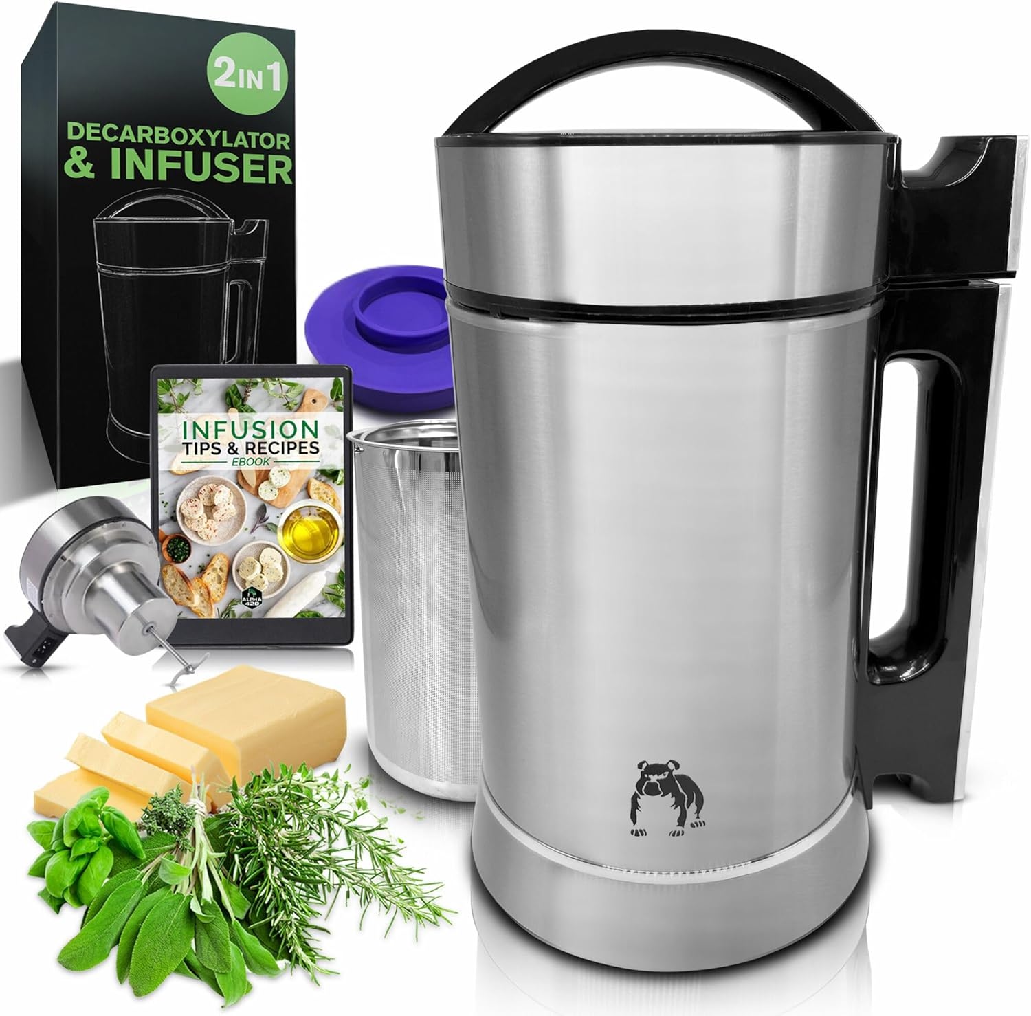 2 in 1 Decarboxylator and Infuser, Butter Maker Machine, Oil Infuser Machine, Butter Churner Electric, Gummy Maker, Perfect Results Everytime, Includes Recipe EBook