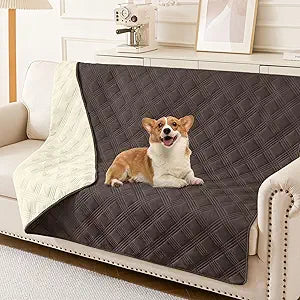 hyha Waterproof Dog Blanket, Reversible Pet Bed Blanket, Soft Sofa Couch Cover for Dogs Washable, Waterproof Pet Couch Covers for Sofa Puppy Cats Furniture Protector(68"x82", Chocolate/Beige)