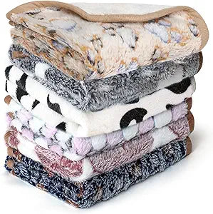 6 Pcs Washable Guinea Pig Blankets Absorbent Small Animal Fleece Bedding Cage Liners Reusable Pet Pee Pad Sleep Mat Pad Cover for Hamster Ferret Rabbit Chinchilla Hedgehog (24" x 47")