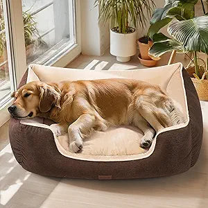 Orthopedic Dog Bed for Extra Large Dogs with Removable Washable Cover - XL Dog Couch Sofa with Waterproof Lining & Non-Slip Base, Double-Sided Comfort Pet Bed 44", Brown
