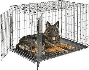 New World Double Door Folding Metal 48-Inch Dog Crate, Includes Leak-Proof Pan, Floor Protecting Feet, & New Patented Features, for Extra-Large Sized Breeds
