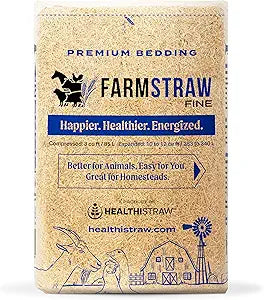 FarmStraw Fine Cut, 3 cu ft (25 lb) Expands to 10+ cu ft â€“ Wheat Straw Bedding for Homesteads, Hobby Farms & Small Pets â€“ Dust-Free, Allergen-Free, Absorbent, Soft, Sustainably Sourced