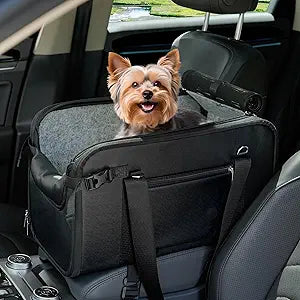 WOYYHO 18 lbs Console Dog Car Seat Luxury Center Console (Width >9in) Dog Car Bed Carseat with Soft Cushion and Safety Belt, Easy Install Stable No Shaking, Waterproof Anti-Slip PU Leather