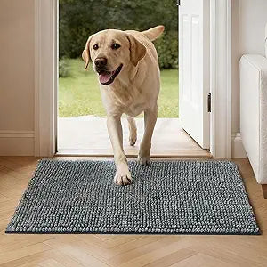 Bedsure Dog Door Mat for Muddy Paws, High-Low Absorbent Chenille Indoor Entrance Mud Dirt Trapper Soak-Stopper, Machine Washable Non-Slip Entryway Rug for Pets, 48"x30" Grey