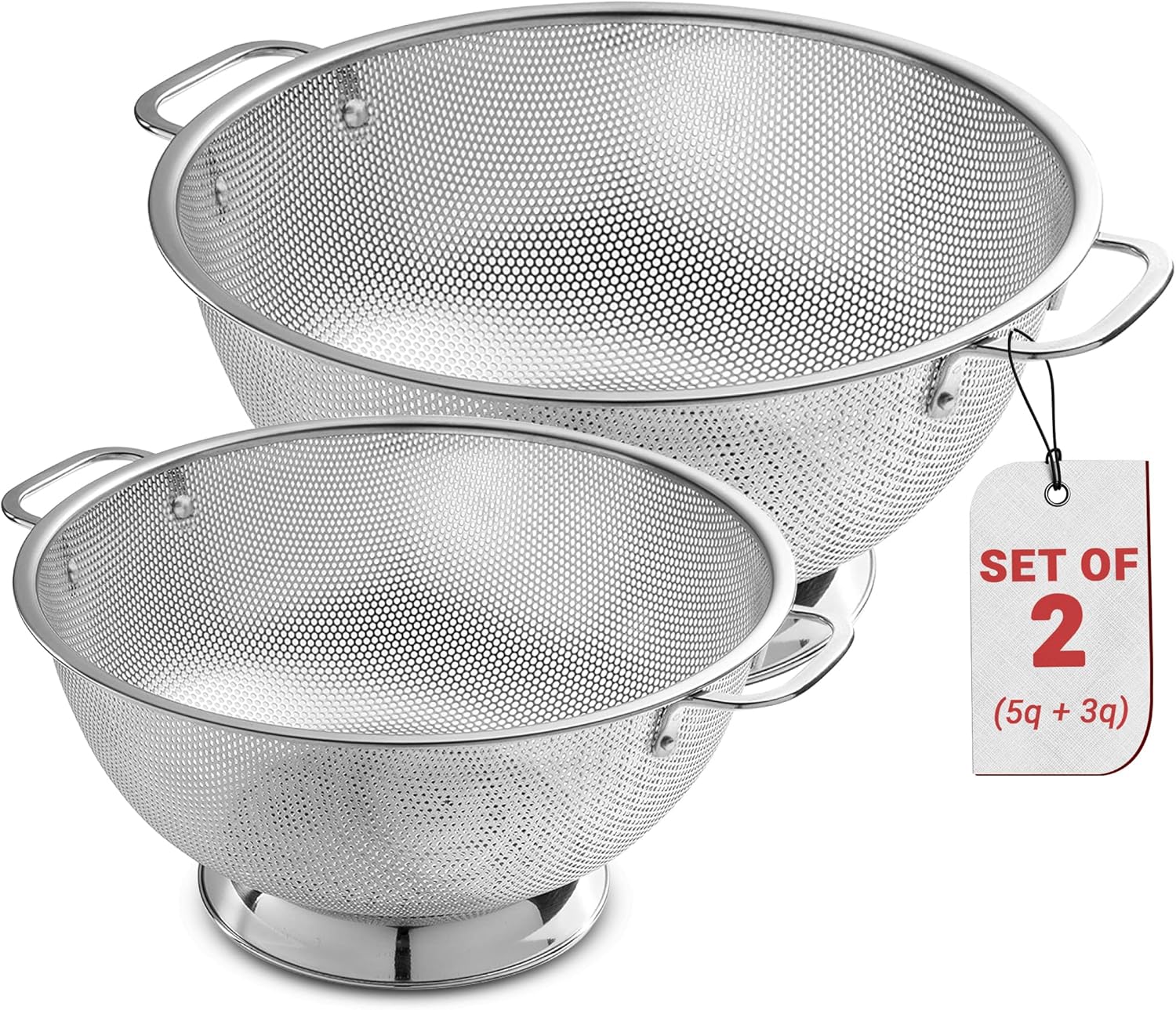 Bellemain Micro-perforated Stainless Steel Colander-Dishwasher Safe (3 QT and 5 QT)