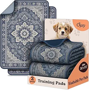 Super Absorbent Washable Pee Pads for Dogs (2-Pack) â€“ Reusable Puppy Training Pads, 100% Waterproof & Leakproof Dog Pee Pads with Non-Slip Backing â€“ Durable, Quick-Dry Pet Pads for Crates & Floors