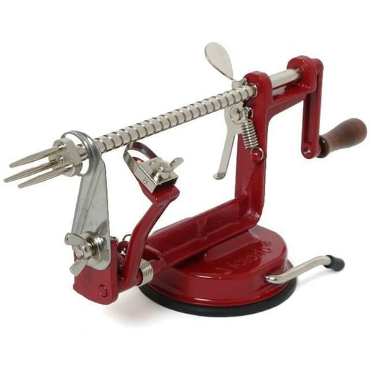 Johnny Apple Peeler, Heavy Duty Cast Iron Peeler with Stainless Steel Corer Slicer and Peeler Blades and a Strong Clamp Base, Apple Pie or Apple Crisp Maker
